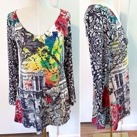 Amma Made in LA Colorful Floral Graphic Blouse S - Picture 1 of 2